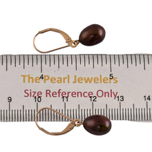 Load image into Gallery viewer, 14k Rose Gold Chocolate Pearl Leverback Dangle Earrings