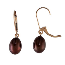 Load image into Gallery viewer, 14k Rose Gold Chocolate Pearl Leverback Dangle Earrings