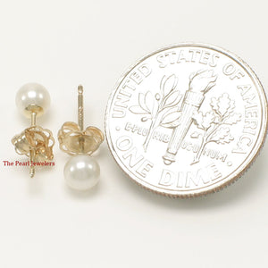 1000140 HIGH LUSTER WHITE CULTURED PEARL 14K YELLOW GOLD STUD EARRINGS