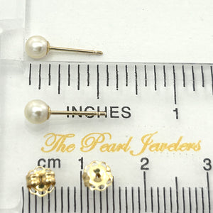 1000140 HIGH LUSTER WHITE CULTURED PEARL 14K YELLOW GOLD STUD EARRINGS