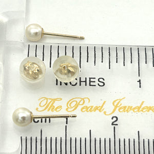 1000140 HIGH LUSTER WHITE CULTURED PEARL 14K YELLOW GOLD STUD EARRINGS