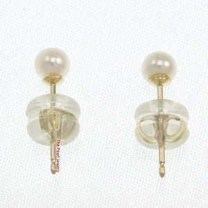 1000140 HIGH LUSTER WHITE CULTURED PEARL 14K YELLOW GOLD STUD EARRINGS