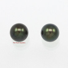 Load image into Gallery viewer, 1000151 YELLOW GOLD HIGH LUSTER BLACK CULTURED PEARL STUD EARRINGS