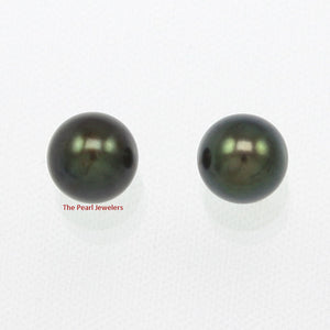 1000151 YELLOW GOLD HIGH LUSTER BLACK CULTURED PEARL STUD EARRINGS