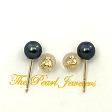 Load image into Gallery viewer, 1000151 YELLOW GOLD HIGH LUSTER BLACK CULTURED PEARL STUD EARRINGS