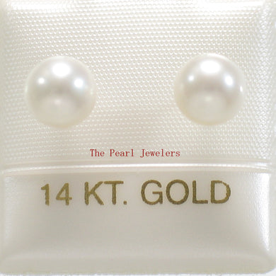 1000165 HIGH LUSTER WHITE CULTURED PEARL 14K WHITE GOLD 6MM STUD EARRINGS