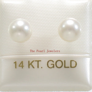 1000165 HIGH LUSTER WHITE CULTURED PEARL 14K WHITE GOLD 6MM STUD EARRINGS