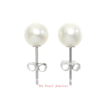 Load image into Gallery viewer, 1000165 HIGH LUSTER WHITE CULTURED PEARL 14K WHITE GOLD 6MM STUD EARRINGS