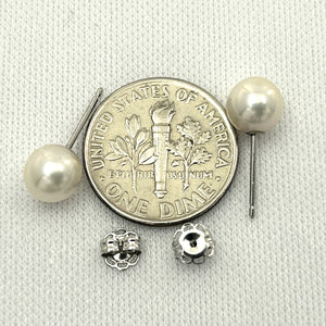 1000165 HIGH LUSTER WHITE CULTURED PEARL 14K WHITE GOLD 6MM STUD EARRINGS