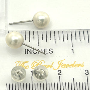 1000165 HIGH LUSTER WHITE CULTURED PEARL 14K WHITE GOLD 6MM STUD EARRINGS