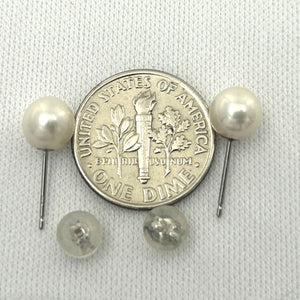 1000165 HIGH LUSTER WHITE CULTURED PEARL 14K WHITE GOLD 6MM STUD EARRINGS