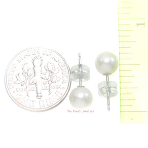 1000165 HIGH LUSTER WHITE CULTURED PEARL 14K WHITE GOLD 6MM STUD EARRINGS