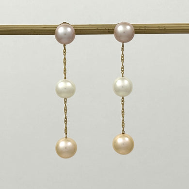 1000174-14k-Yellow-Gold-Tin-Cup-Dangle-Multicolor-Cultured-Pearl-Stud-Earrings