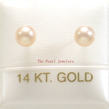 Load image into Gallery viewer, 14K Yellow Gold 4.5-5mm Peach Cultured Pearl Stud Earrings