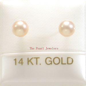 14K Yellow Gold 4.5-5mm Peach Cultured Pearl Stud Earrings