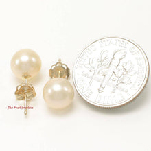 Load image into Gallery viewer, AAA 7–7.5 mm High Luster Peach Cultured Pearl Stud Earrings