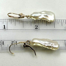Load image into Gallery viewer, 1000360-14k-Gold-Leverback-Genuine-Cream-Biwa-Pearl-Dangle-Earrings