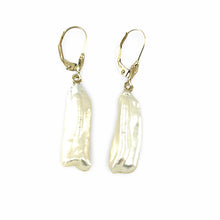 Load image into Gallery viewer, Biwa Pearl Leverback Dangle Earrings – Extended Drop