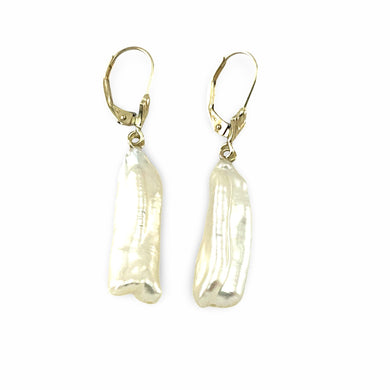 Biwa Pearl Leverback Dangle Earrings – Extended Drop