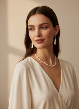 Load image into Gallery viewer, Biwa Pearl Leverback Dangle Earrings – Extended Drop