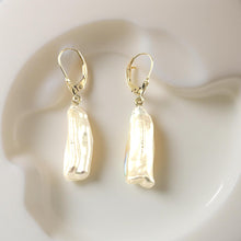 Load image into Gallery viewer, Biwa Pearl Leverback Dangle Earrings – Extended Drop