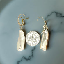 Load image into Gallery viewer, Biwa Pearl Leverback Dangle Earrings – Extended Drop
