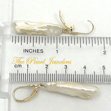 Load image into Gallery viewer, 1000364 GENUINE WHITE CREAM BIWA PEARL 14KT LEVERBACK DANGLE EARRINGS