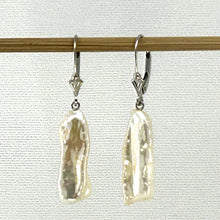 Load image into Gallery viewer, 1000365 GENUINE WHITE CREAM BIWA PEARL 14K GOLD LEVERBACK DANGLE EARRINGS