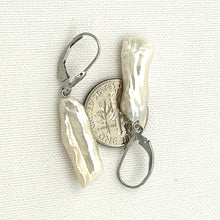 Load image into Gallery viewer, 1000365 GENUINE WHITE CREAM BIWA PEARL 14K GOLD LEVERBACK DANGLE EARRINGS