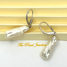 Load image into Gallery viewer, 1000365 GENUINE WHITE CREAM BIWA PEARL 14K GOLD LEVERBACK DANGLE EARRINGS