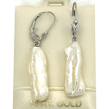 Load image into Gallery viewer, 1000365 GENUINE WHITE CREAM BIWA PEARL 14K GOLD LEVERBACK DANGLE EARRINGS