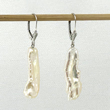 Load image into Gallery viewer, 1000369 GENUINE WHITE CREAM BIWA PEARL 14K GOLD LEVERBACK DANGLE EARRINGS