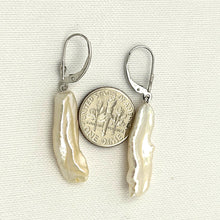 Load image into Gallery viewer, 1000369 GENUINE WHITE CREAM BIWA PEARL 14K GOLD LEVERBACK DANGLE EARRINGS