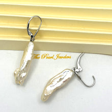 Load image into Gallery viewer, 1000369 GENUINE WHITE CREAM BIWA PEARL 14K GOLD LEVERBACK DANGLE EARRINGS