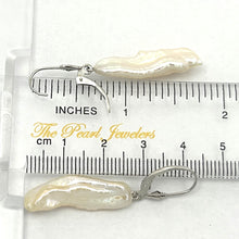 Load image into Gallery viewer, 1000369 GENUINE WHITE CREAM BIWA PEARL 14K GOLD LEVERBACK DANGLE EARRINGS