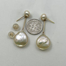 Load image into Gallery viewer, 1000402B-Real-Pearl-Drop-Coin-Light-Pink-14k-Yellow-Gold-Earrings