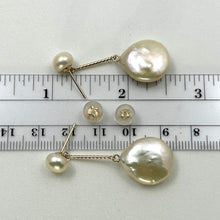 Load image into Gallery viewer, 1000402B-Real-Pearl-Drop-Coin-Light-Pink-14k-Yellow-Gold-Earrings