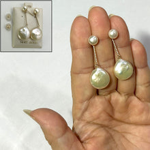 Load image into Gallery viewer, 1000402B-Real-Pearl-Drop-Coin-Light-Pink-14k-Yellow-Gold-Earrings
