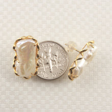 Load image into Gallery viewer, 1000760D-14k-Gold-Hand-Crafted-Genuine-White-Biwa-Pearl-Stud-Earrings
