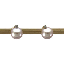 Load image into Gallery viewer, 14k Yellow Gold Diamond &amp; Pink Pearl Stud Earrings