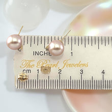 Load image into Gallery viewer, 14k Yellow Gold Diamond &amp; Pink Pearl Stud Earrings