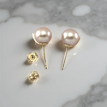Load image into Gallery viewer, 14k Yellow Gold Diamond &amp; Pink Pearl Stud Earrings