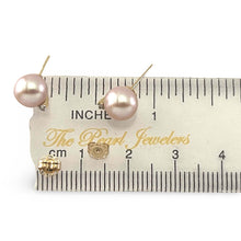 Load image into Gallery viewer, 14k Yellow Gold Diamond &amp; Pink Pearl Stud Earrings