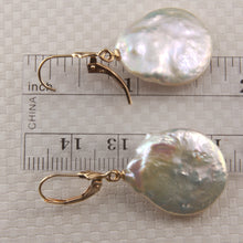 Load image into Gallery viewer, 1000910F-14k-Gold-Leverback-Genuine-White-Coin-Pearl-Earrings