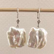 Load image into Gallery viewer, 1000995-14k-Gold-Leverback-Genuine-White-Coin-Pearl-Earrings