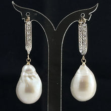 Load image into Gallery viewer, 1001140-14k-Yellow-Gold-Diamond-Large-Charming-Baroque-Pearl-Earrings