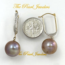 Load image into Gallery viewer, 1001142 14K YELLOW GOLD DIAMOND LARGE CHARMING LAVENDER PEARL EARRINGS