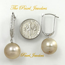 Load image into Gallery viewer, 1001147 14kt White Gold Diamond Charming 13.5mm Peach Pearl Earrings