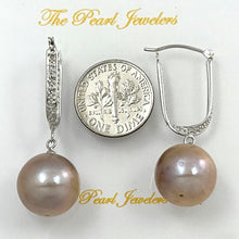 Load image into Gallery viewer, 1001147B 14K WHITE GOLD DIAMOND LARGE CHARMING LAVENDER PEARL EARRINGS