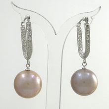 Load image into Gallery viewer, 1001147B 14K WHITE GOLD DIAMOND LARGE CHARMING LAVENDER PEARL EARRINGS